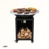 Barbecue à plancha ASH Solaris noir, équipé de quatre roulettes pivotantes